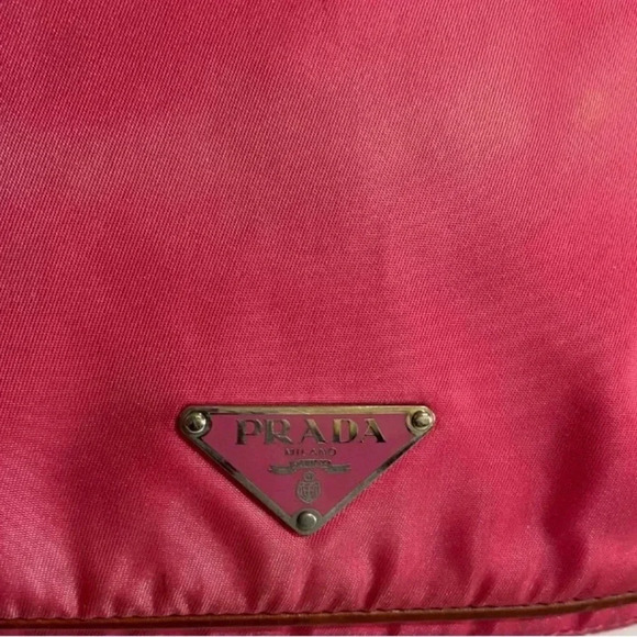 Prada pink  distressed nylon hobo handbag - Picture 11 of 13